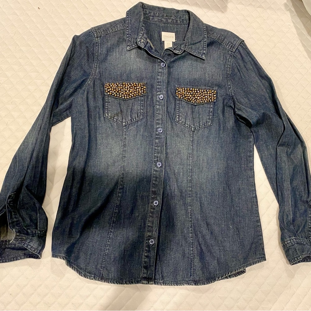 Chico’s Denim Long Sleeve with Sequins